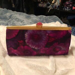 KORET Vtg Floral Purple Pink Gold Clutch